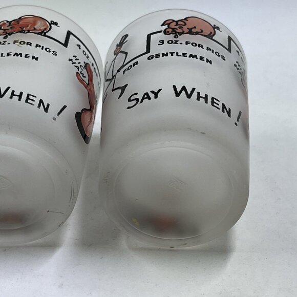 Vintage Hazel Atlas Shot Glasses Frosted Say When Rabbits Jackasses Set Of 3 - Picture 8 of 14